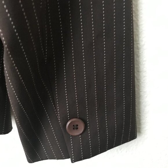 Norton McNaughton Stretch Brown Striped Three Buttons Blazer Jacket - Picture 8 of 16